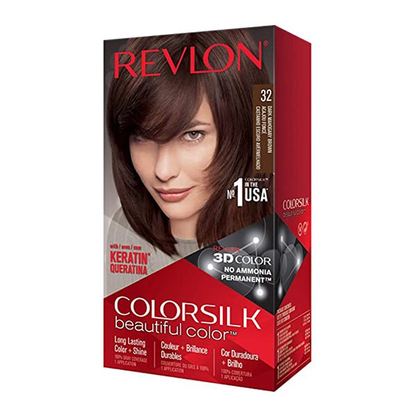کیت رنگ موی بدون امونیاک رولون شماره 32 قهوه ای تیره Revlon Colorsilk
