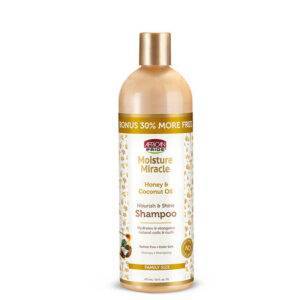 شامپو ترمیم کننده مو آفریکن پراید African Pride مدل Honey & Coconut Oil مناسب موهای فر حجم 300 میلی لیتر